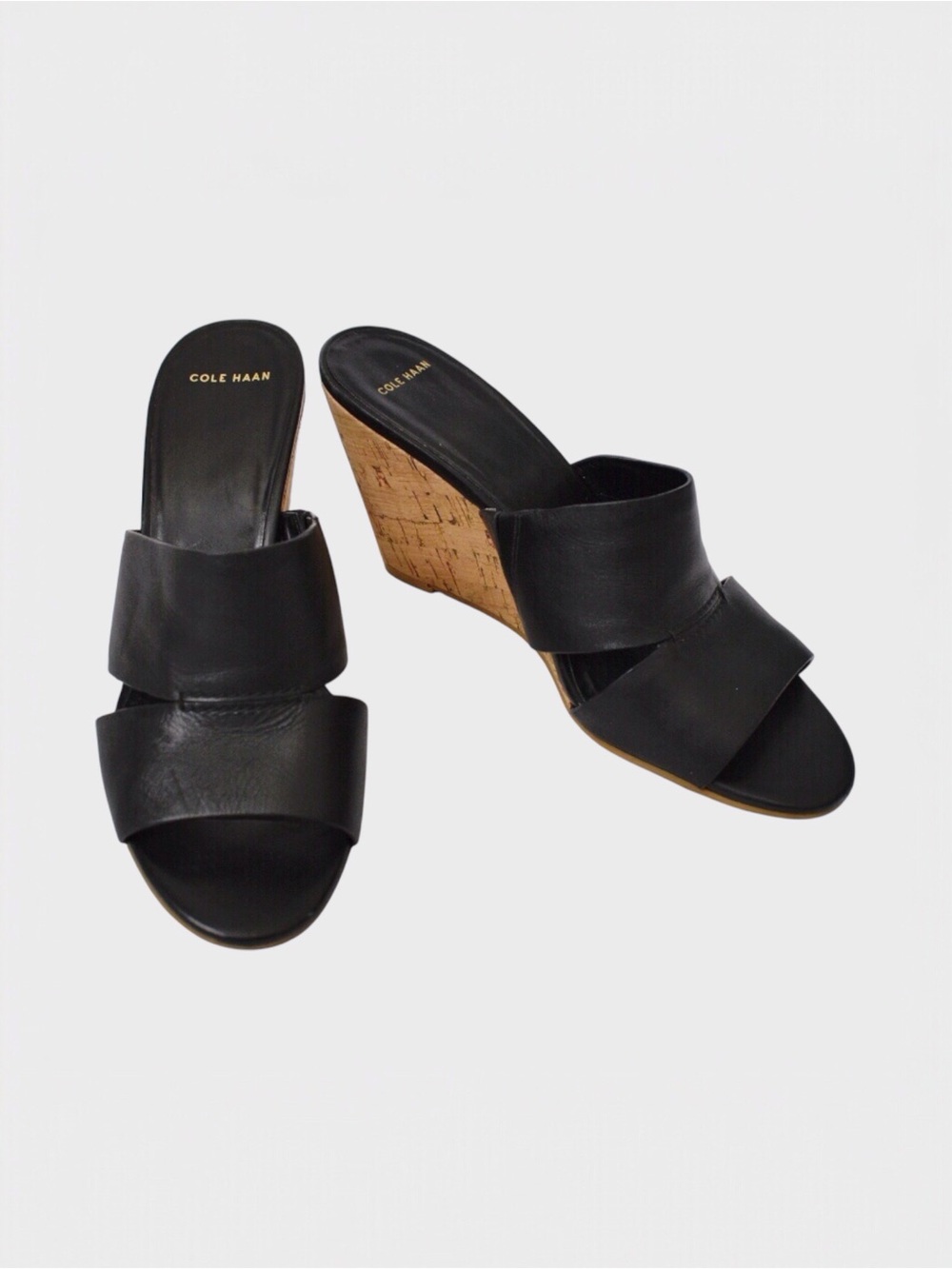Cole Haan Acoma Leather Cork Wedge Slide Sandals